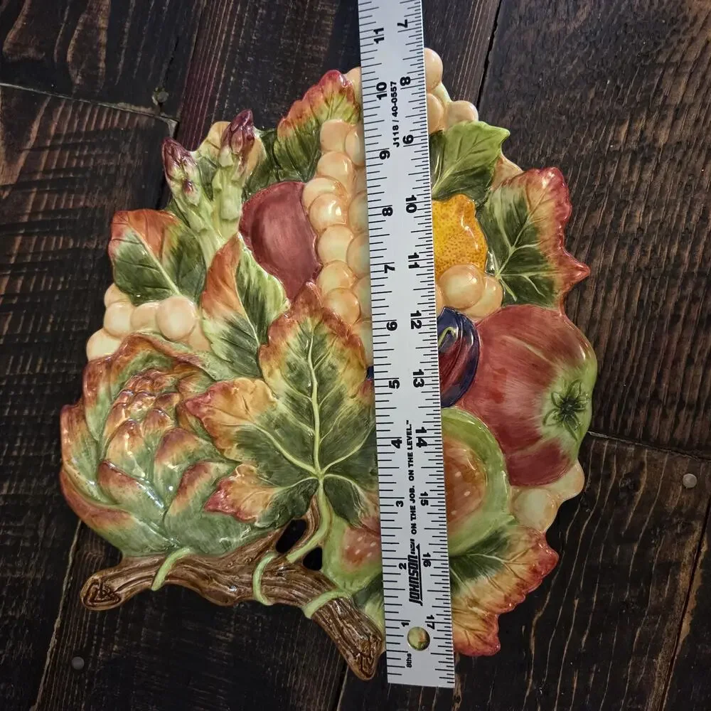 Fitz & Floyd Classics Autumn Plate Platter Wall Décor Branch Leaves Grapes Fruit